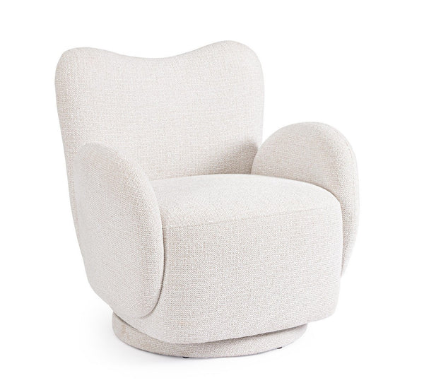 Swivel Armchair White Upholstered