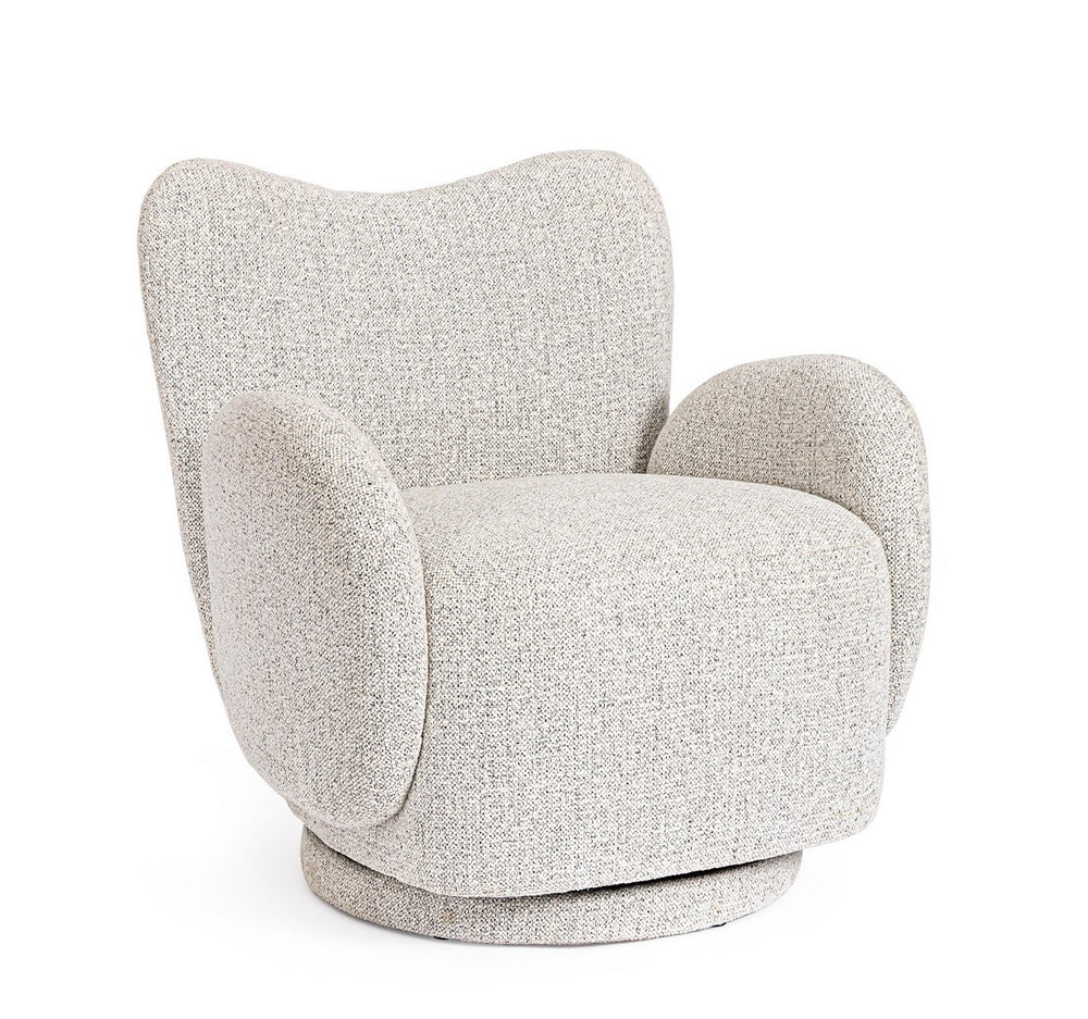 Swivel Armchair Light Grey Upholstered