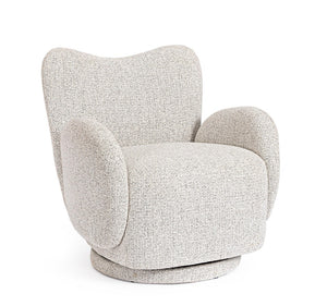 Swivel Armchair Light Grey Upholstered