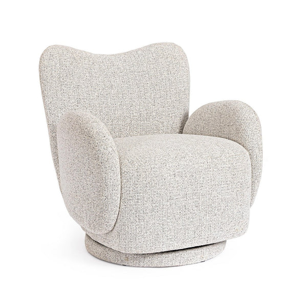 Swivel Armchair Light Grey Upholstered