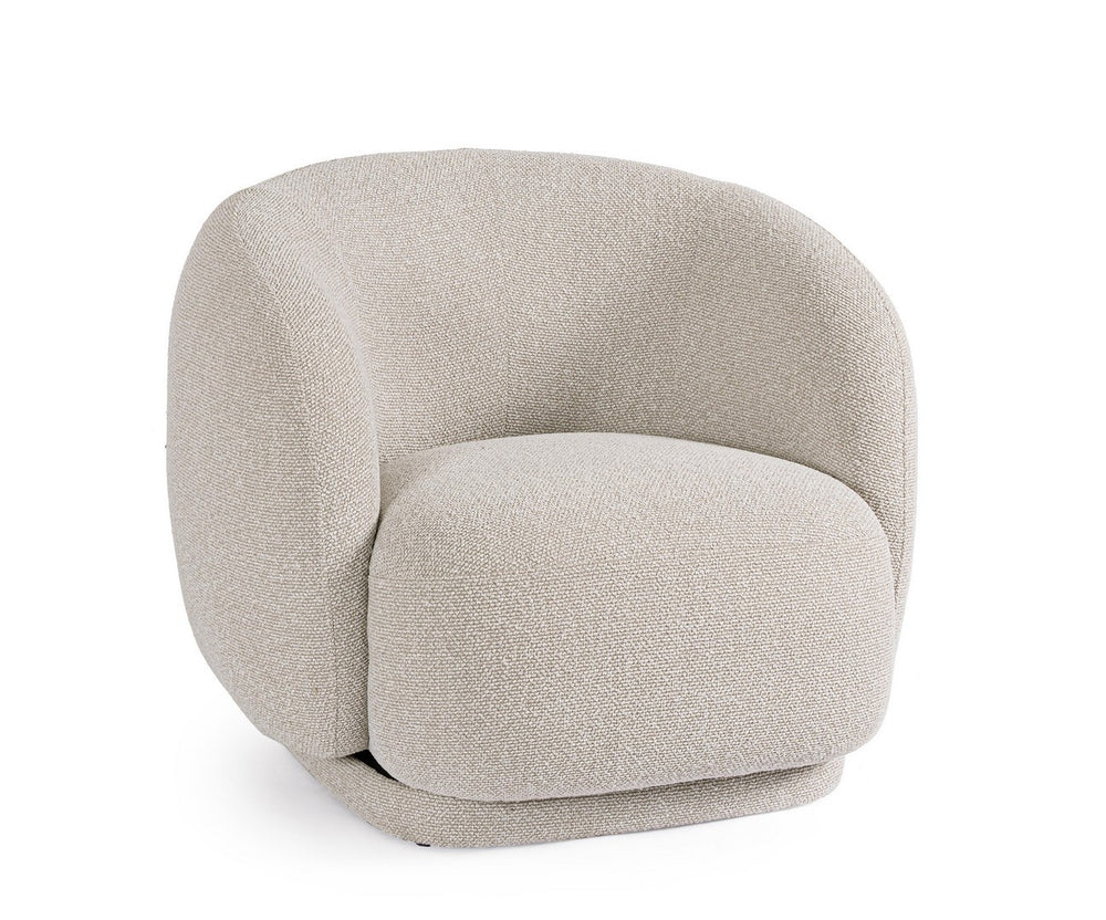 Swivel Armchair Natural Upholstered