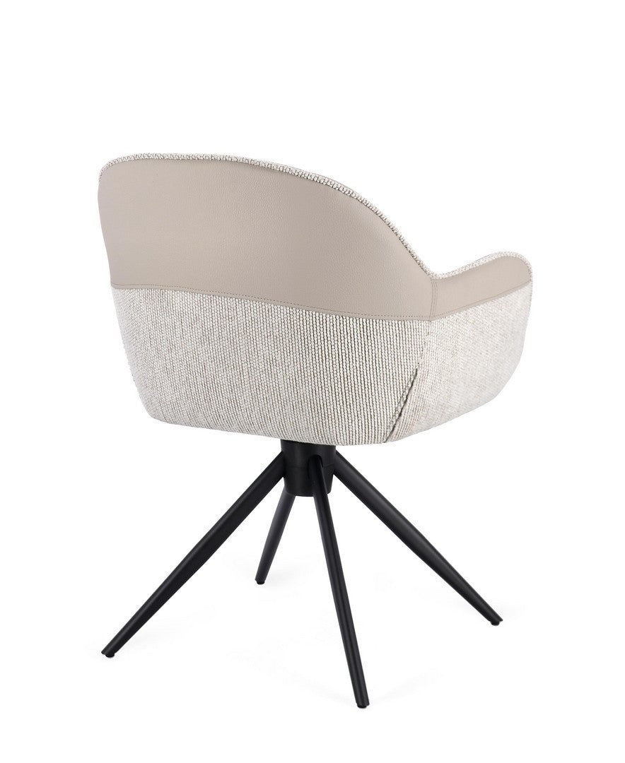 Swivel Dining Chair Beige Upholstered