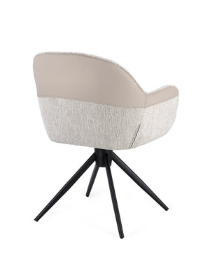 Swivel Dining Chair Beige Upholstered