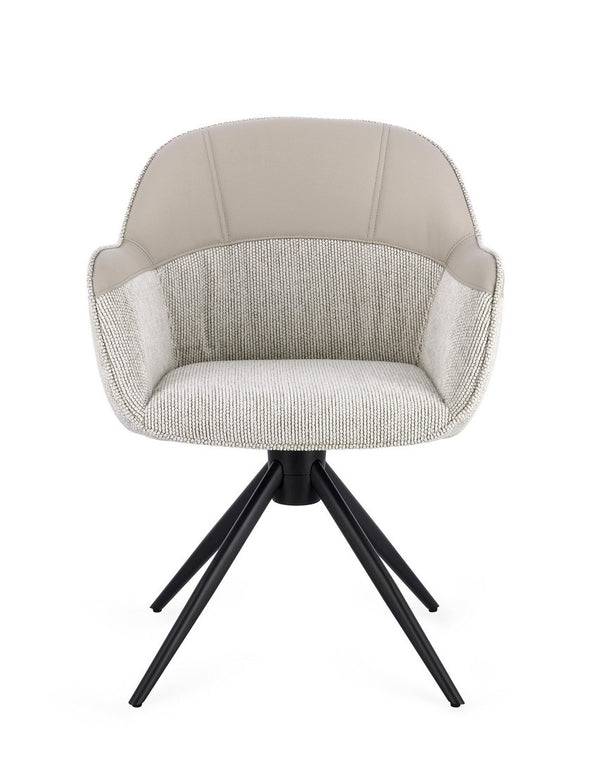 Swivel Dining Chair Beige Upholstered
