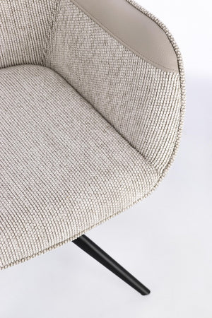 Swivel Dining Chair Beige Upholstered