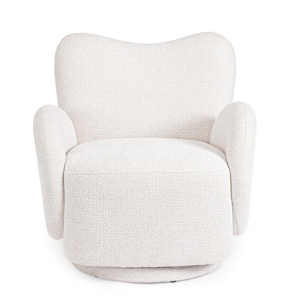 Swivel Armchair White Upholstered