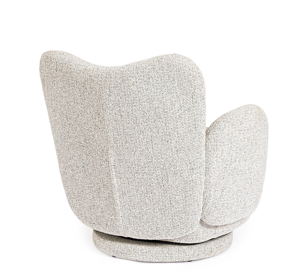 Swivel Armchair Light Grey Upholstered