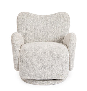 Swivel Armchair Light Grey Upholstered