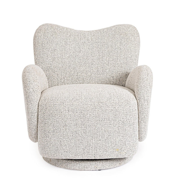 Swivel Armchair Light Grey Upholstered
