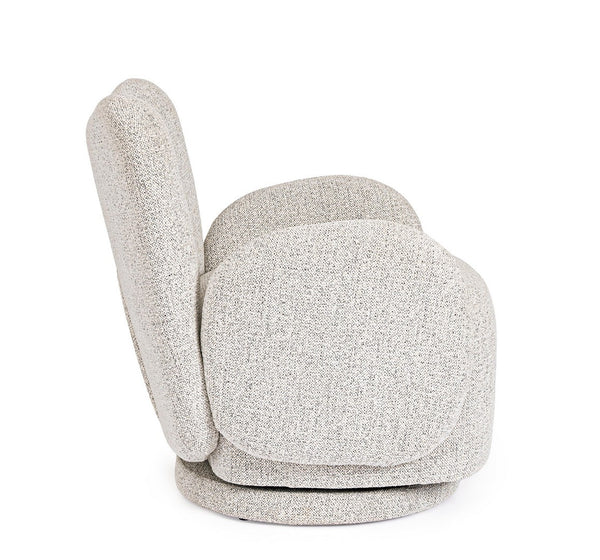 Swivel Armchair Light Grey Upholstered