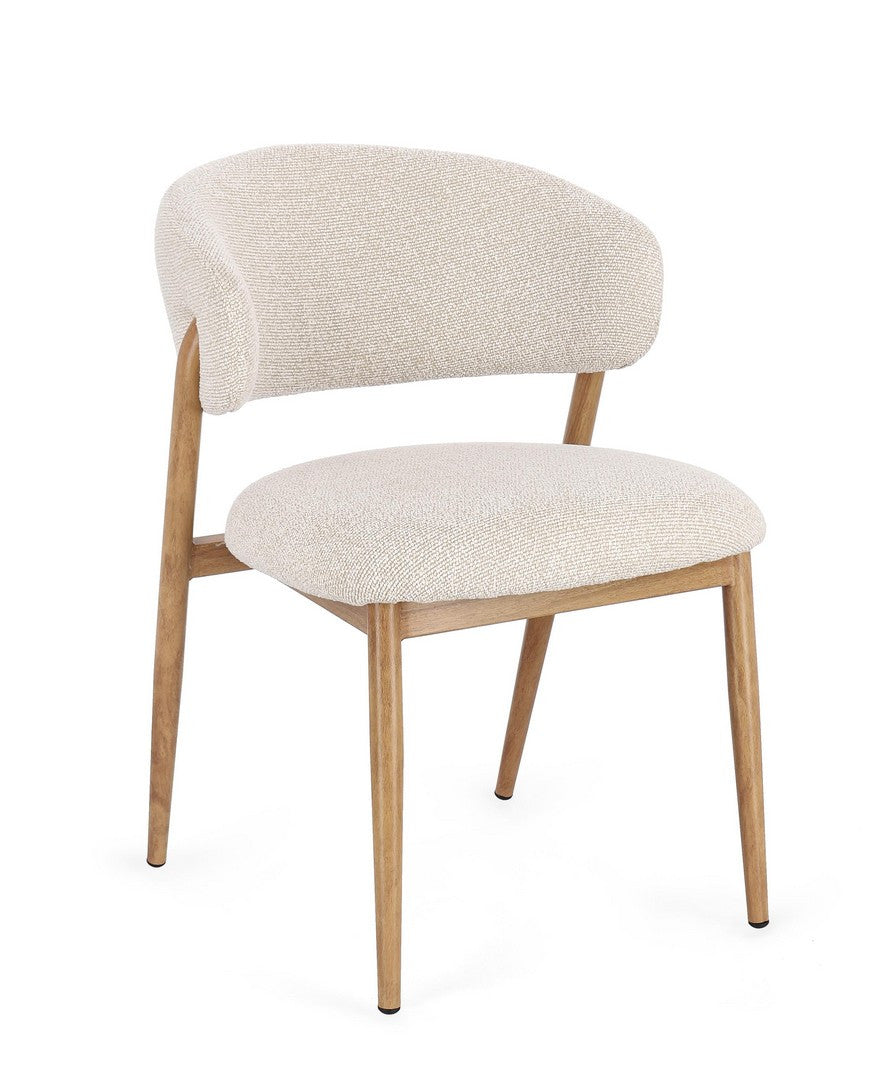 Dining Chair Natural and Linen Upholstered