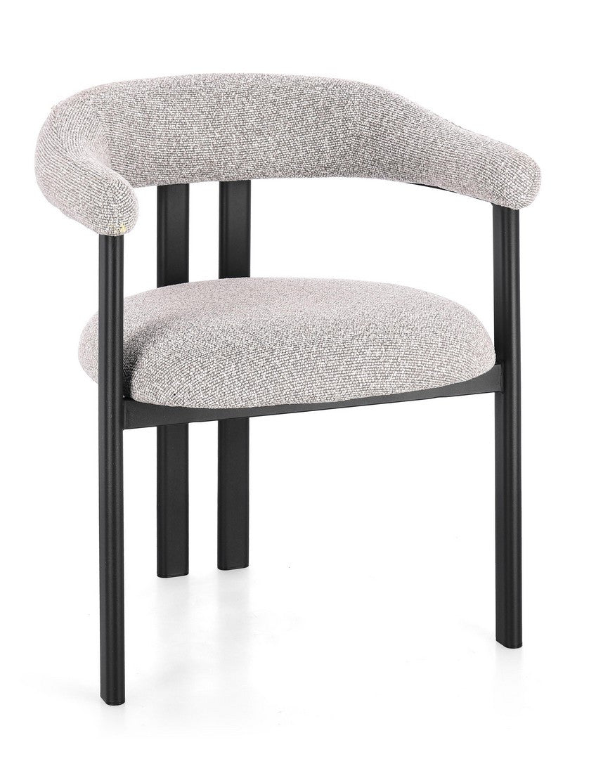 Dining Chair Black and Grey Upholstered with Armrests