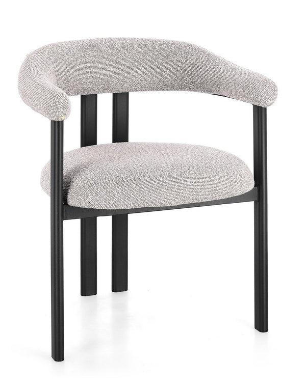 Dining Chair Black and Grey Upholstered with Armrests
