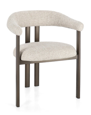 Dining Chair Bronze and Sand Upholstered with Armrests