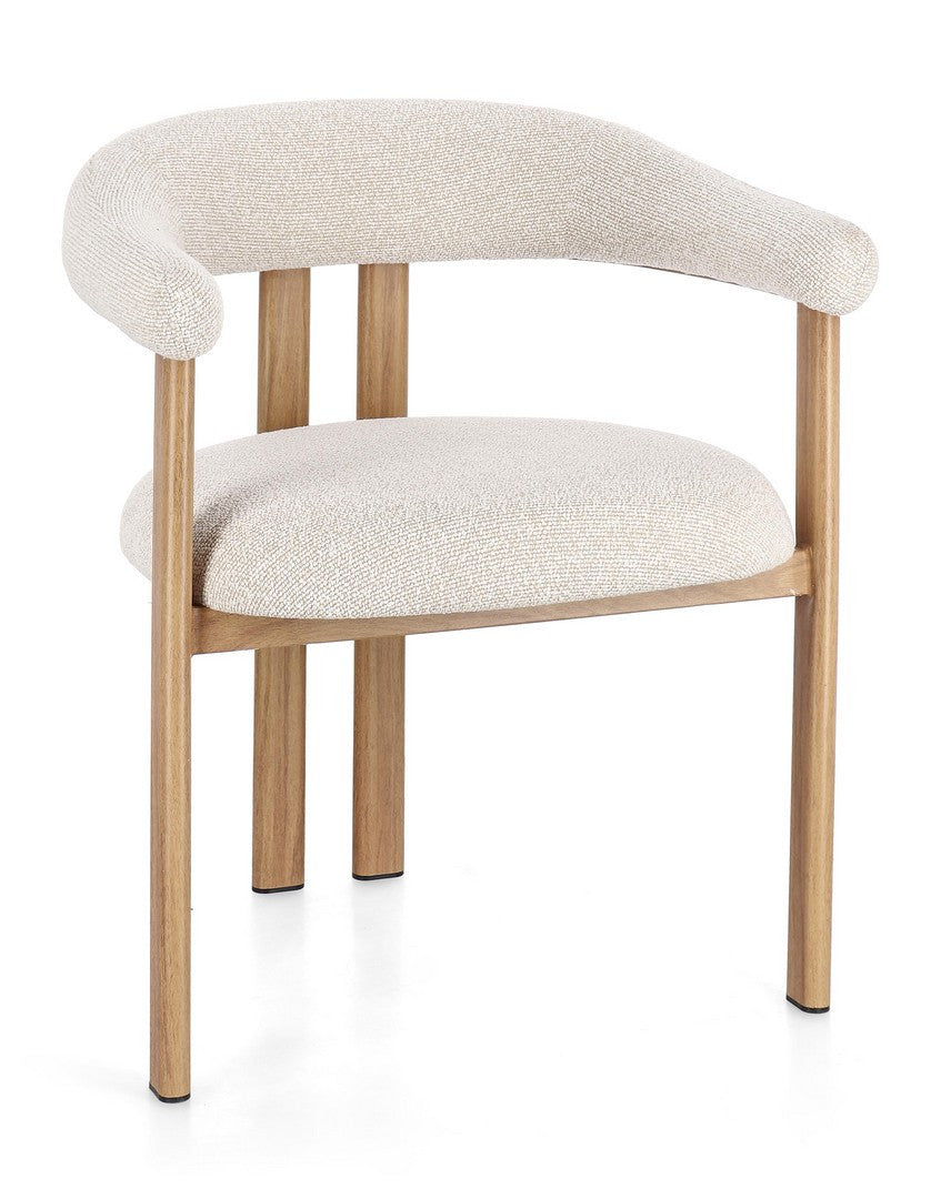Dining Chair Natural and Linen Upholstered with Armrests