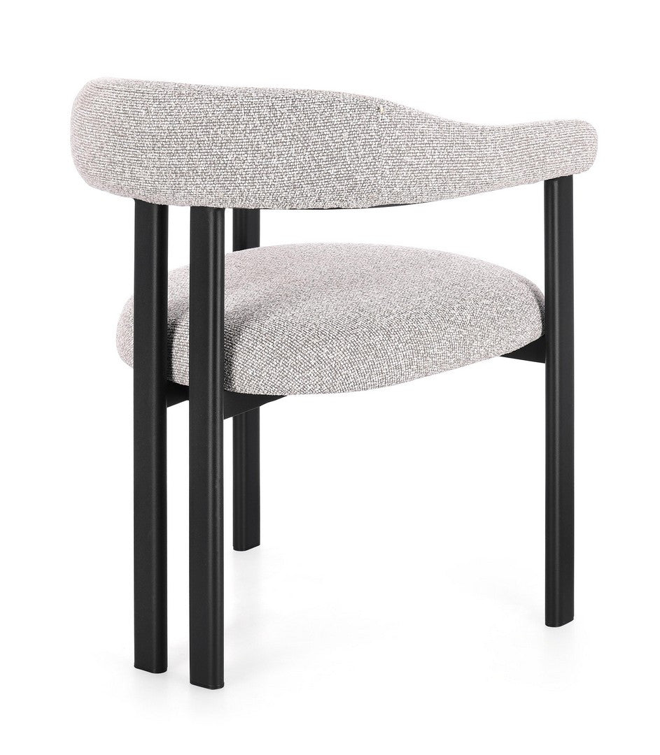 Dining Chair Black and Grey Upholstered with Armrests