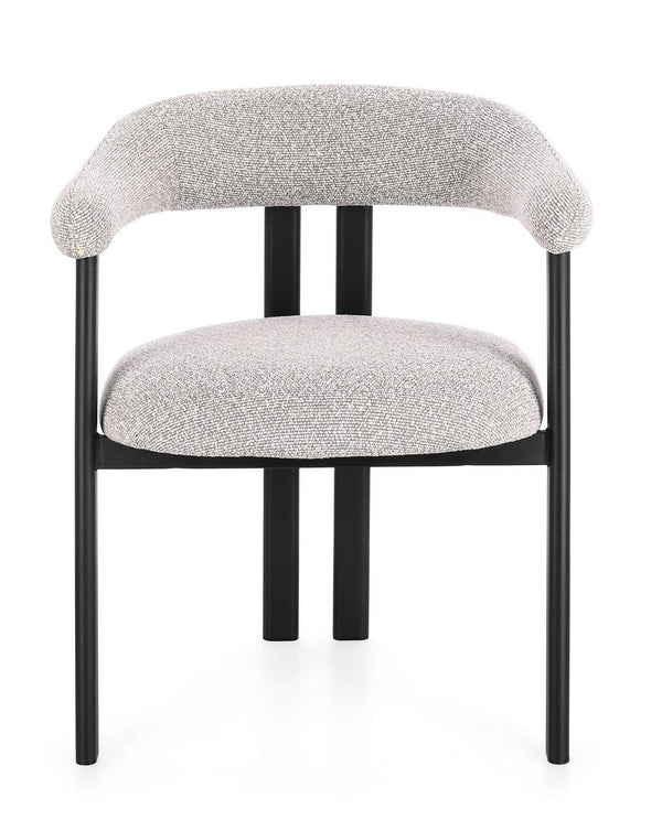Dining Chair Black and Grey Upholstered with Armrests