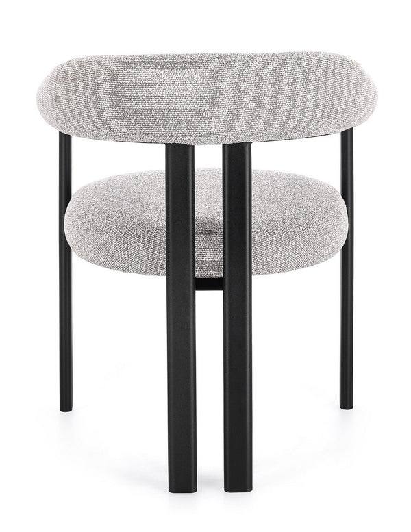 Dining Chair Black and Grey Upholstered with Armrests