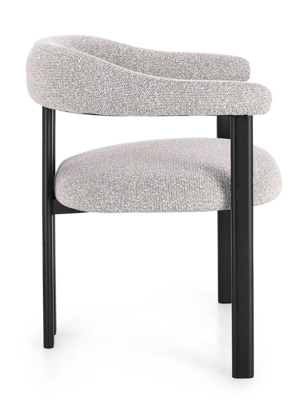 Dining Chair Black and Grey Upholstered with Armrests