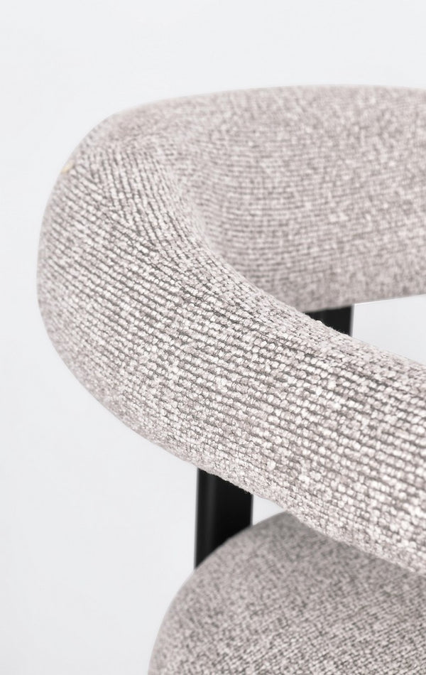 Dining Chair Black and Grey Upholstered with Armrests