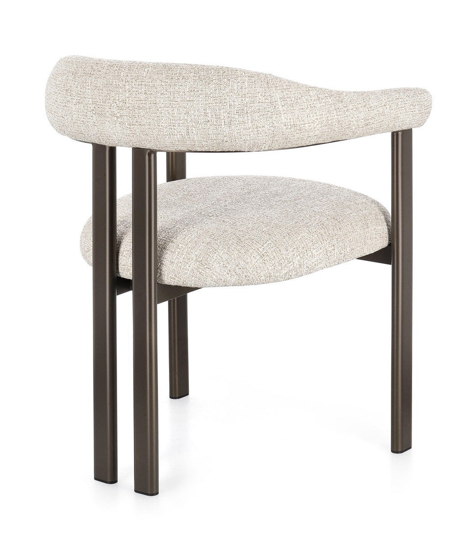 Dining Chair Bronze and Sand Upholstered with Armrests