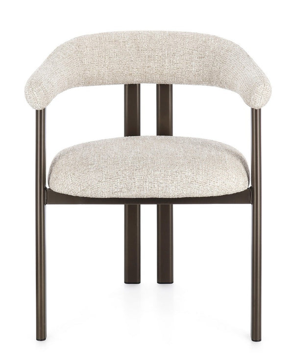 Dining Chair Bronze and Sand Upholstered with Armrests