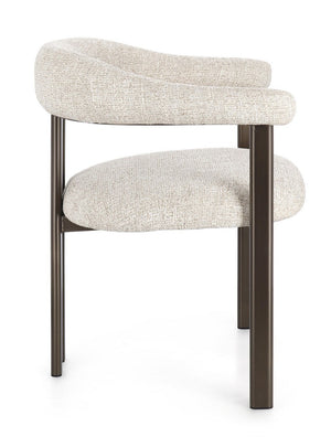 Dining Chair Bronze and Sand Upholstered with Armrests
