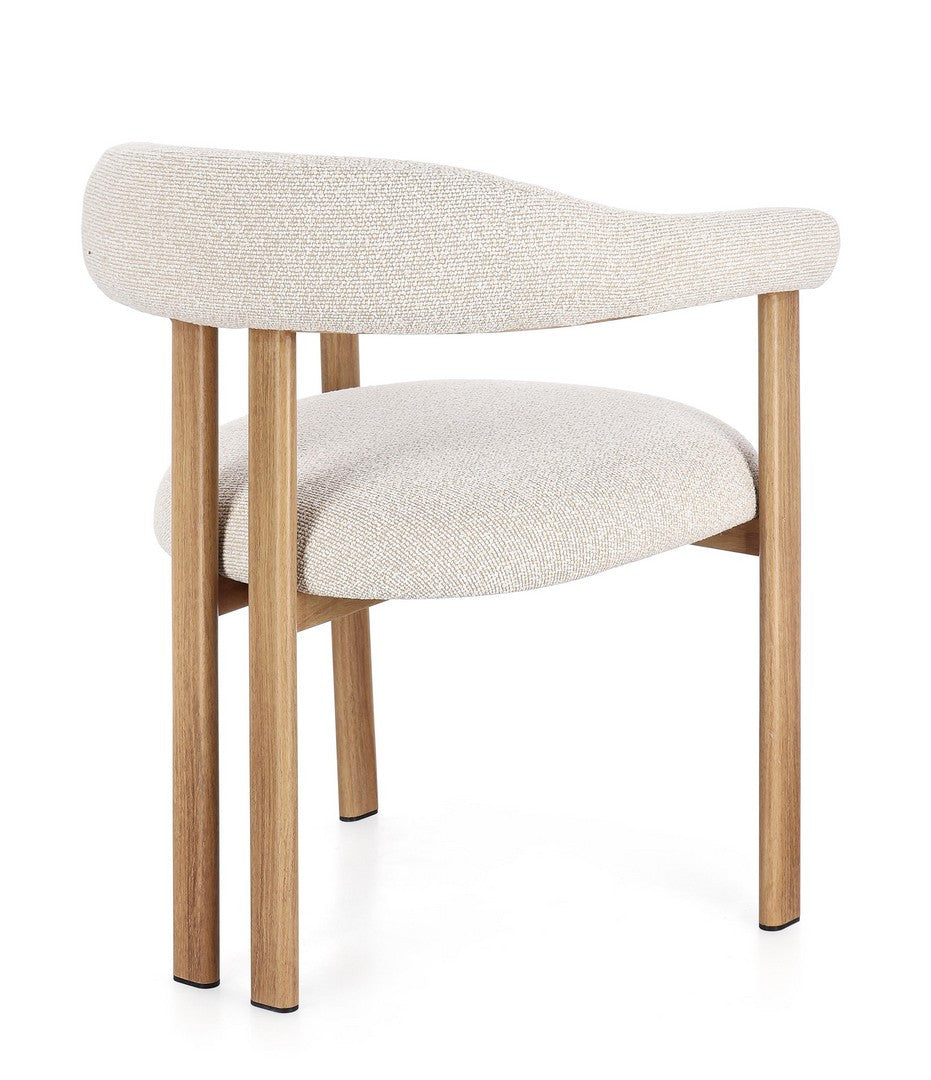 Dining Chair Natural and Linen Upholstered with Armrests