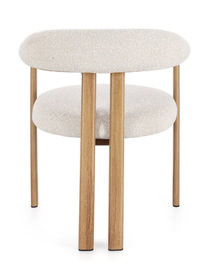 Dining Chair Natural and Linen Upholstered with Armrests