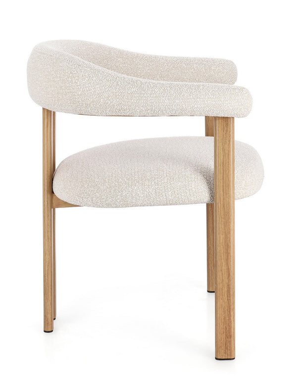 Dining Chair Natural and Linen Upholstered with Armrests
