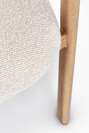 Dining Chair Natural and Linen Upholstered with Armrests
