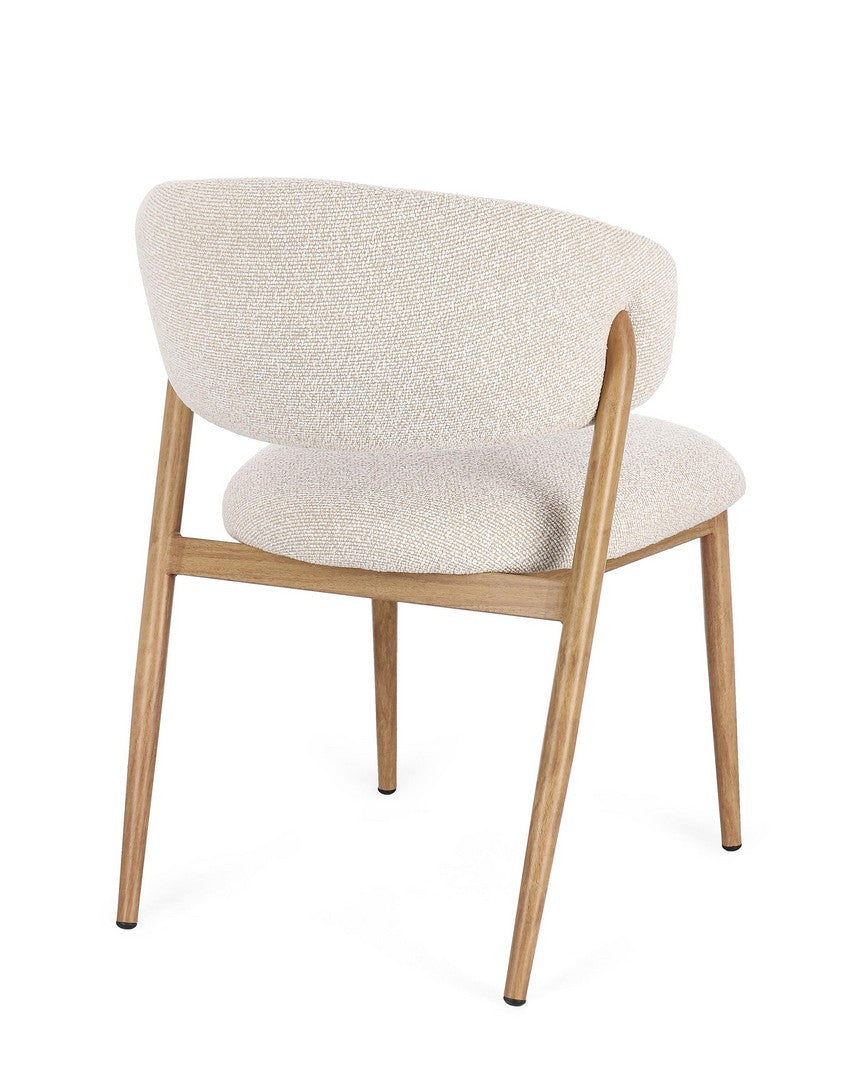 Dining Chair Natural and Linen Upholstered
