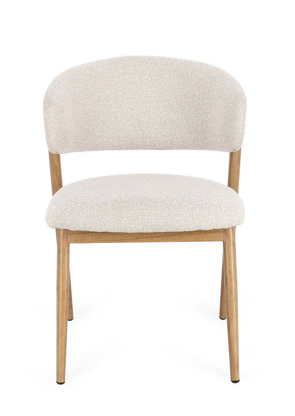 Dining Chair Natural and Linen Upholstered