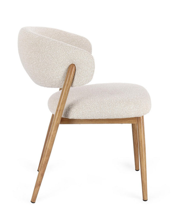 Dining Chair Natural and Linen Upholstered