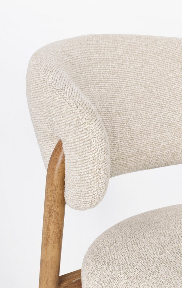 Dining Chair Natural and Linen Upholstered