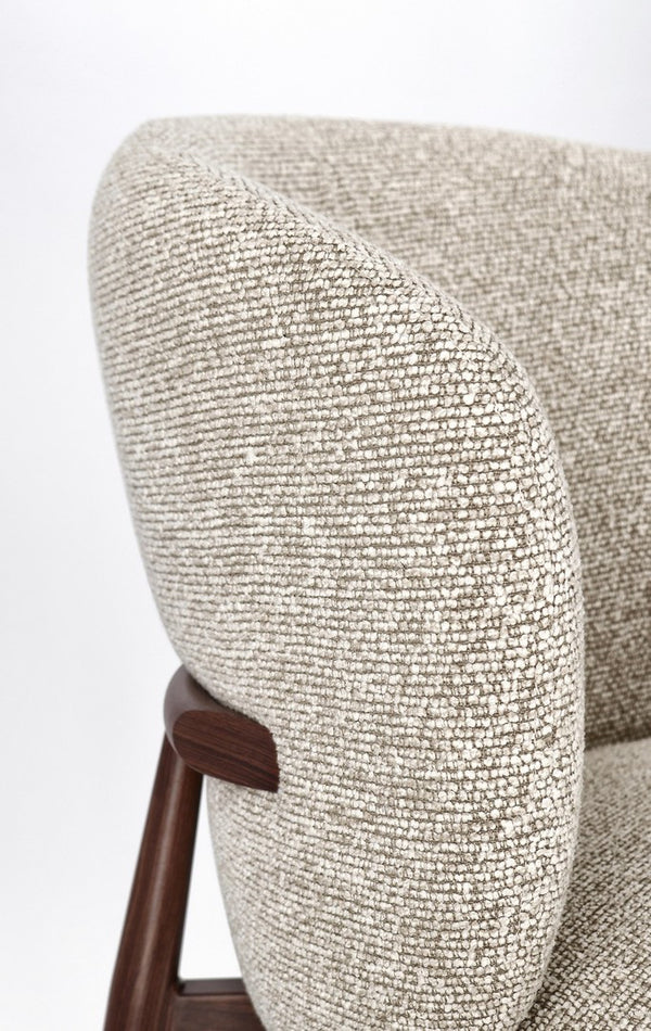 Dining Chair Walnut and Beige Upholstered