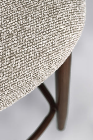 Kitchen Stool Walnut and Beige Upholstered