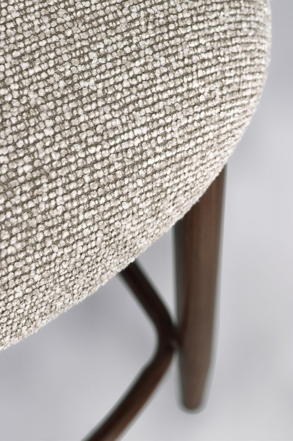 Kitchen Stool Walnut and Beige Upholstered