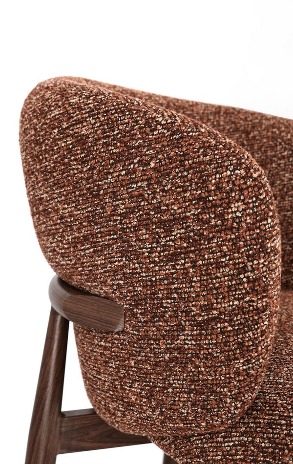 Kitchen Stool Walnut and Terracotta Upholstered