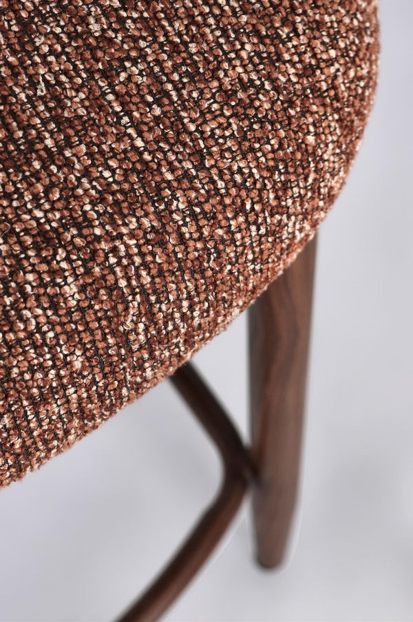 Kitchen Stool Walnut and Terracotta Upholstered