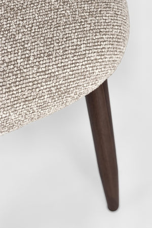 Dining Chair Walnut and Beige Upholstered