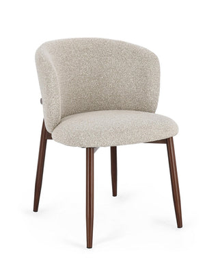 Dining Chair Walnut and Beige Upholstered