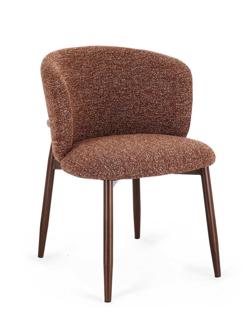 Dining Chair Walnut and Terracotta Upholstered