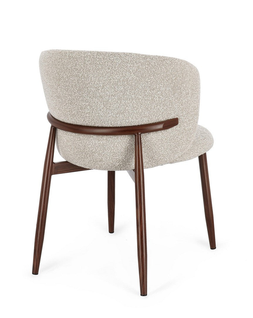 Dining Chair Walnut and Beige Upholstered