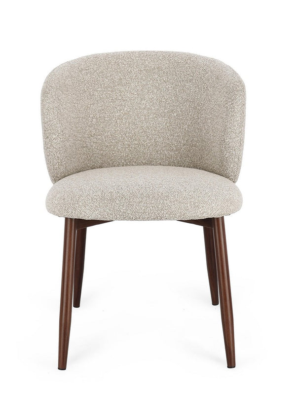 Dining Chair Walnut and Beige Upholstered