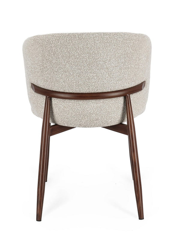 Dining Chair Walnut and Beige Upholstered