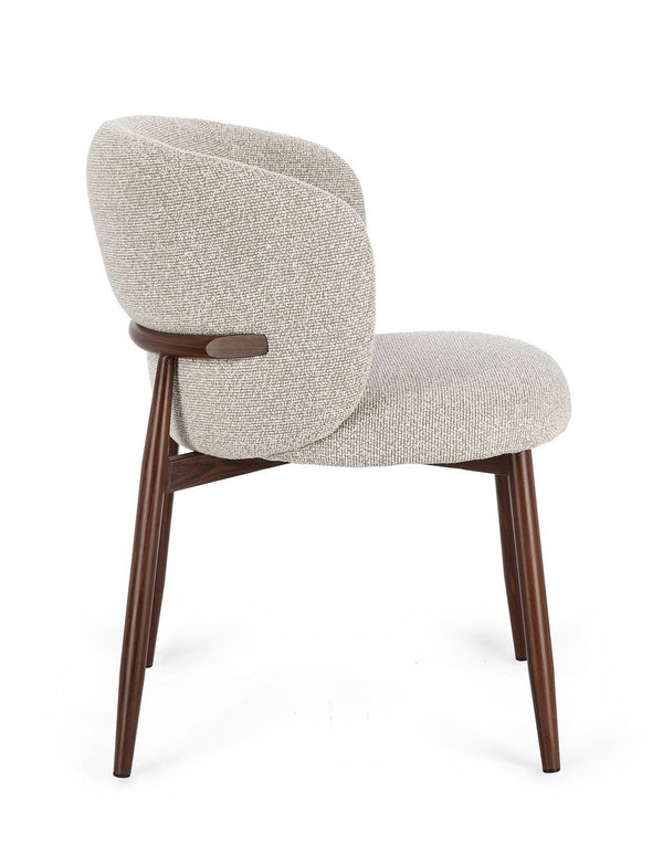 Dining Chair Walnut and Beige Upholstered