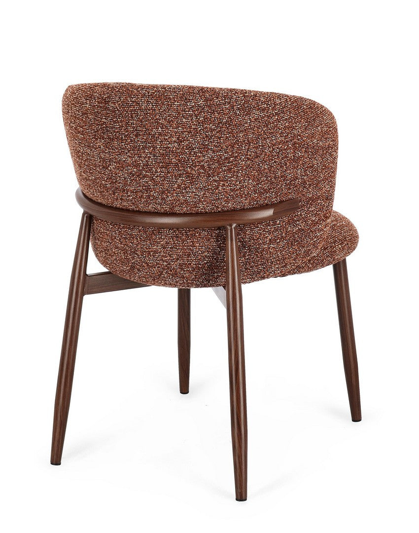 Dining Chair Walnut and Terracotta Upholstered