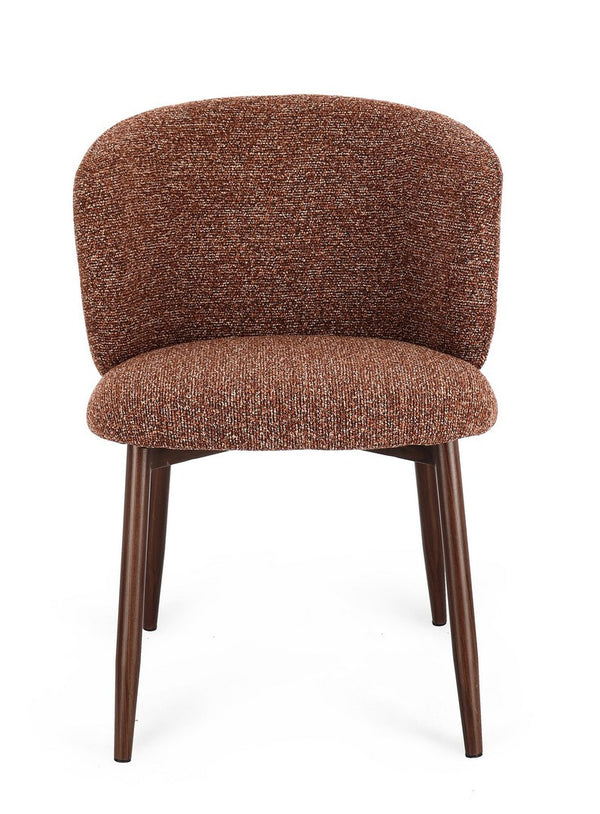 Dining Chair Walnut and Terracotta Upholstered
