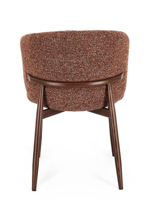 Dining Chair Walnut and Terracotta Upholstered